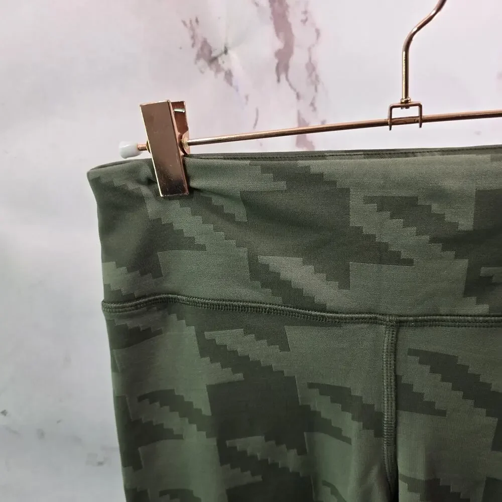 Alo Leggings Womens Small Green Capri Houbdstooth Plaid High Mid Rise Crop